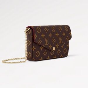 Louis Vuitton Brown Monogram Clutch with Gold Chain